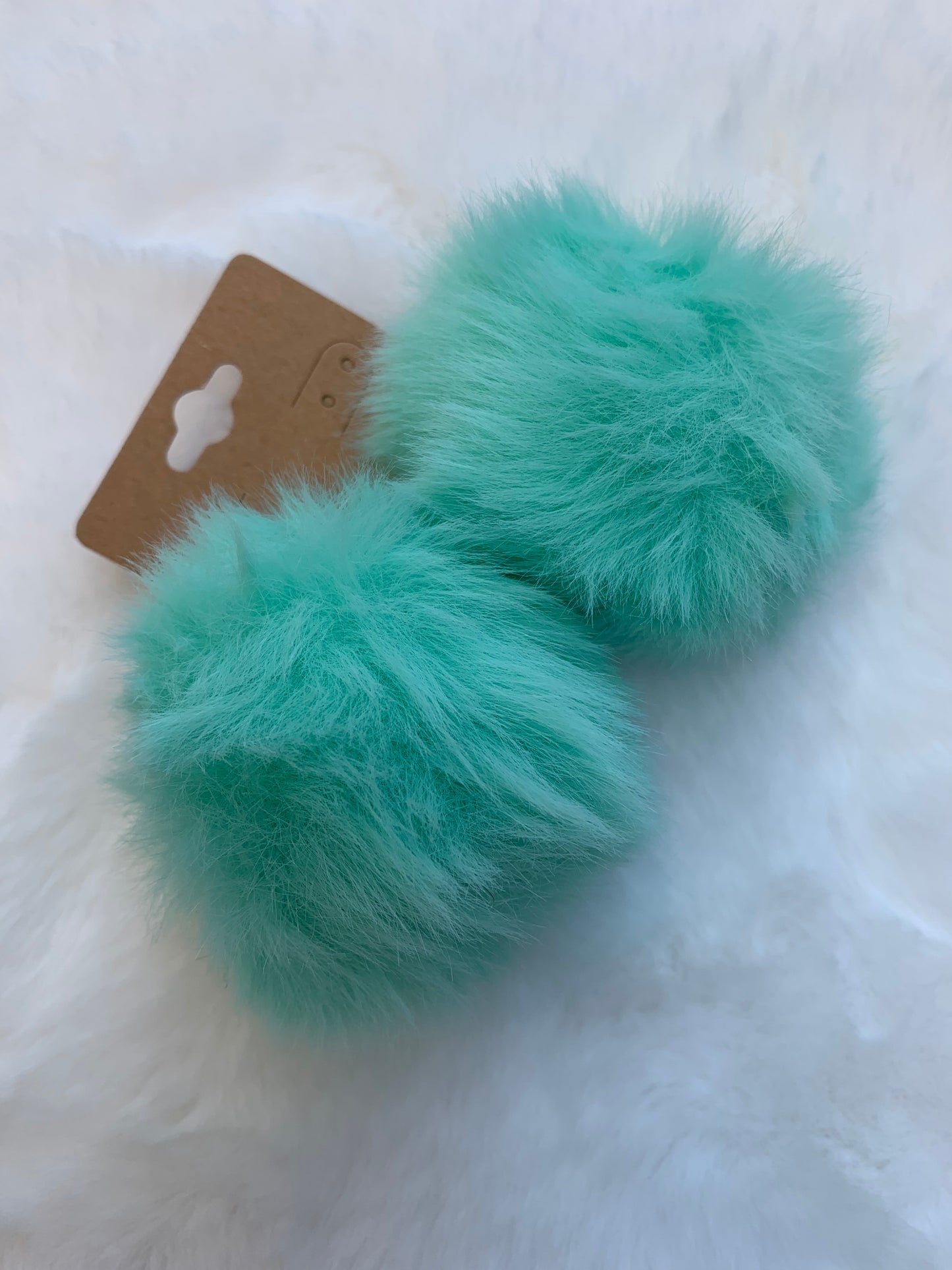 Mint Green Pom Pom Earrings