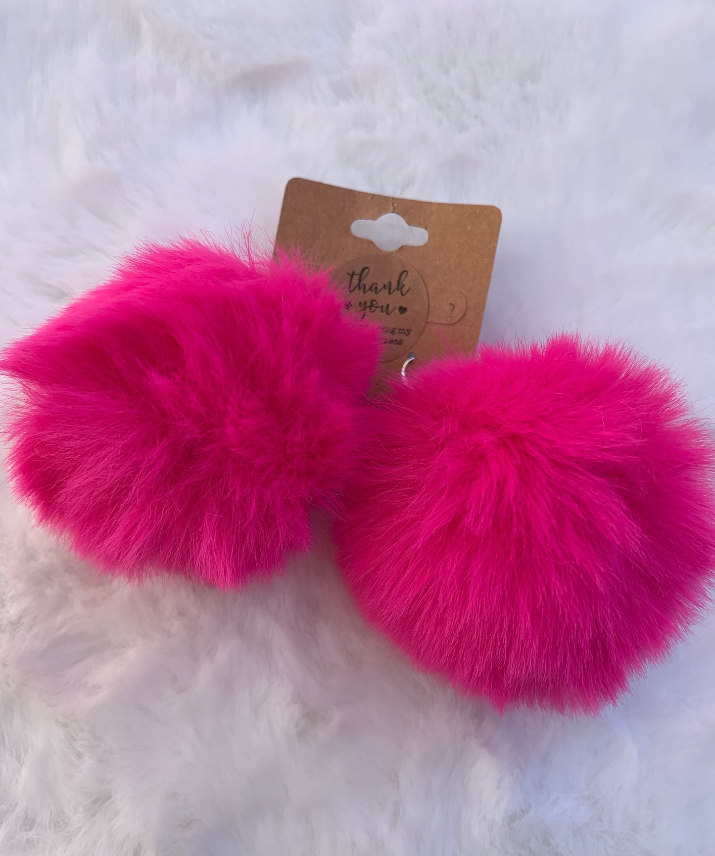 Hot Pink Pom Pom Earrings