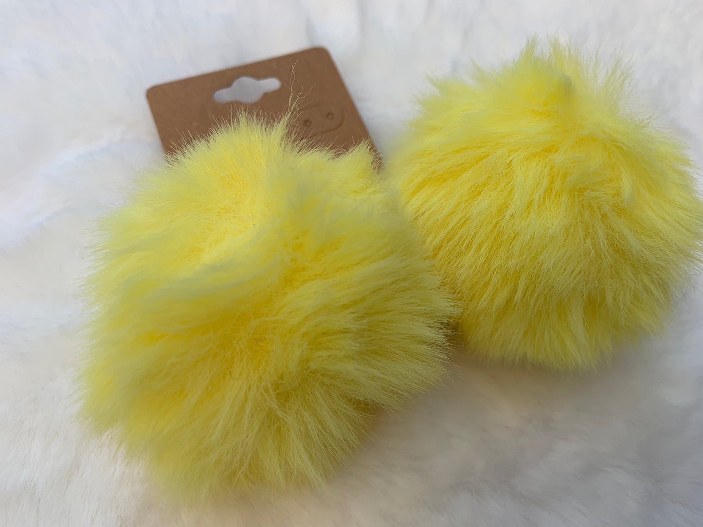 Light Yellow Pom Pom Earrings