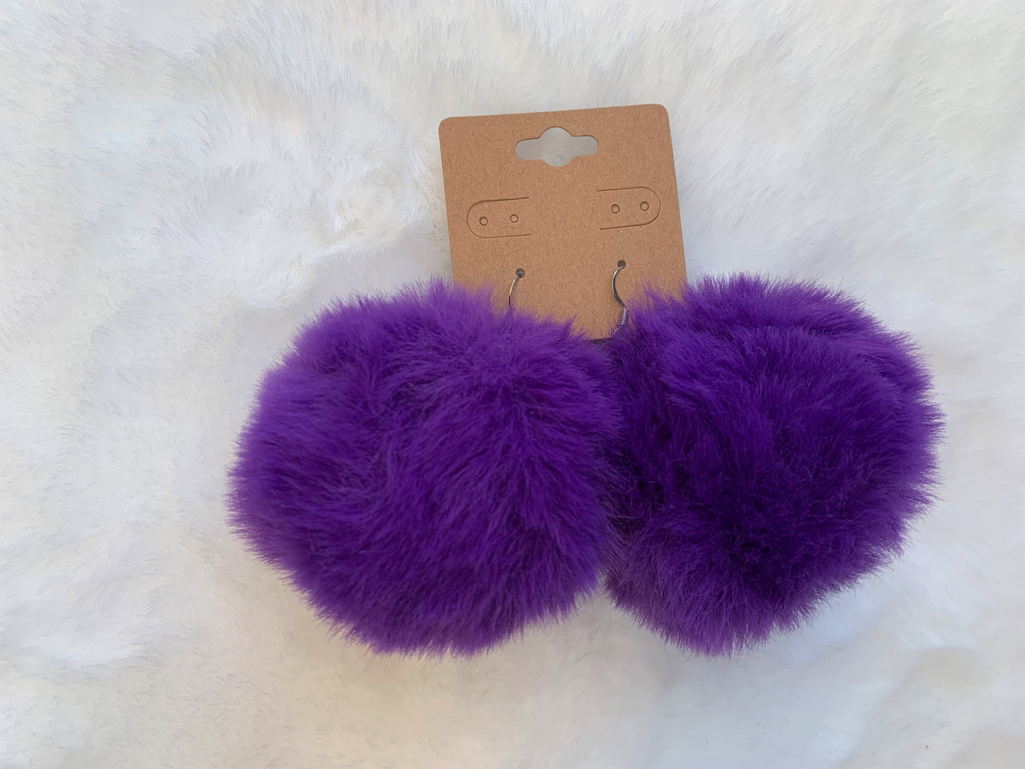 Dark Purple Pom Pom Earrings